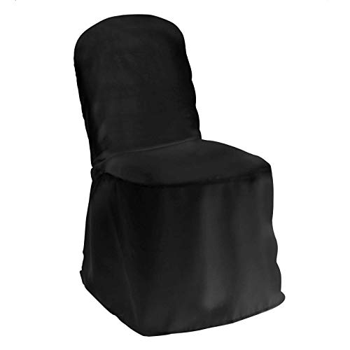 Lann's Linens 10 pcs Black Polyester Banquet Chair Covers for Wedding, Party, and Receptions - Elegant Cloth Slipcovers