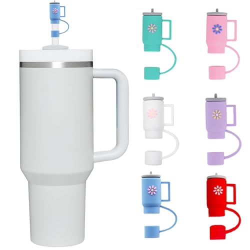 Litave Straw Cover Cap for Stanley Cup, Dust-Proof 10mm Reusable Straw Tips Lids, 6PCS Silicone Straw Toppers for Stanley Accessories 30 & 40 Oz Tumblers
