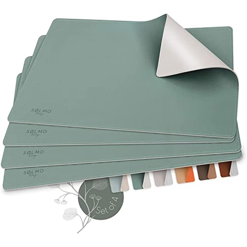 sølmo I Mantel Individual de Cuero Sintético I 4 Piezas de Manteles Individuales I Trenzado Antideslizante Salvamanteles Lavables - Alfombrillas de Comedor [petróleo/Gris] Cover