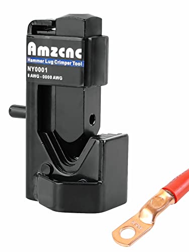 AMZCNC Hammer Lug Crimper Tool for 8 AWG - 0000 AWG Battery and Welding Cables(Crimps Battery and Welding cables 8 AWG TO 4/0 Wire Gauge)