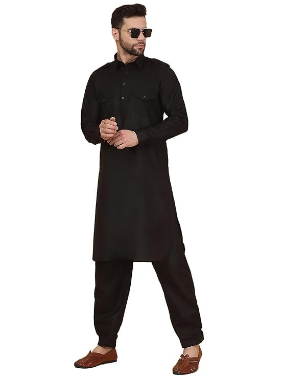 Cotton Pathani Kurta With Drawstring Salwar Set For Men | Long Sleeve Traditional Kurta Pajama | Styling OutFit Look