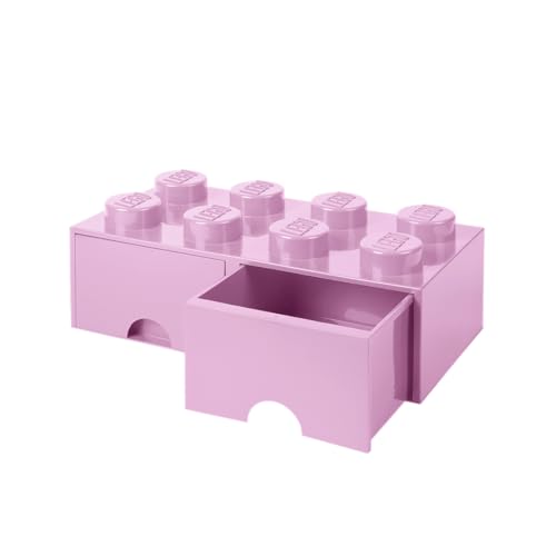 Lego 40061738 brique 8 boutons, 2 tiroirs, boîte de rangement empilable, 9.4 l, Rosa, Plastique, 8 plots