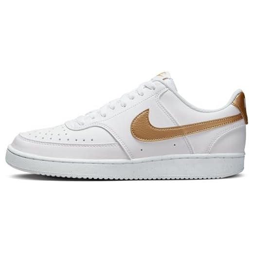 NIKE Court Vision Low Next Nature, Sneaker Mujer, White Metallic Gold White, 36 EU