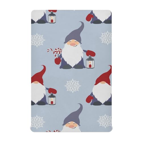 Moudou Christmas Gnome Playard Sheet for Boy Girls, Soft Breathable Fitted Toddler Sheet for Standard Playard Bed Mattress, 39 x 27 x 5 Inch