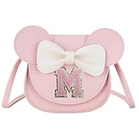 Onperpoe Little Girl Shoulder Bag, Mini Mouse Ear Bow Crossbody Purse, PU Shoulder Handbag for Kids Girls Toddlers Birthday Gifts (Pink M)