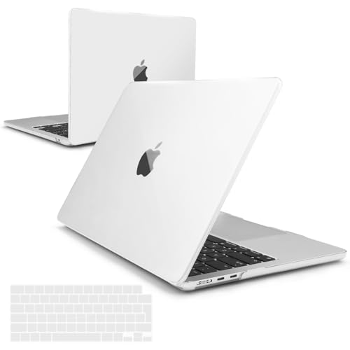 iNeseon Funda Compatible con 2025 2024 2022 MacBook Air 13,6 Pulgadas M4 A3240 / M3 A3113 / M2 A2681, Carcasa Rígida Plástico Delgada + Cubierta Teclado para Macbook Air 13.6, Cristal Claro