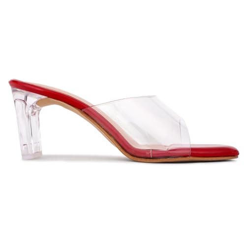 Image of TRASE Transparent Block Heels for Women Stylish | Fashionable Heel Sandals for Girls | Elegant & Formal Footwear
