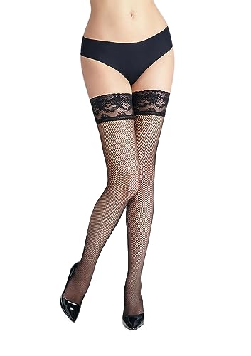 Image of MARILYN Erotic Lace Silicone Band Hold-ups Thigh Highs