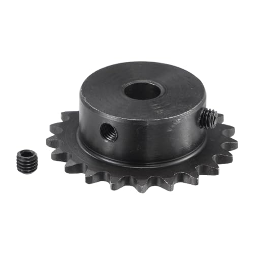 Kozelo Roller Sprocket B Type - [21 Tooth x 8mm ID] Carbon Steel with 2pcs Screw Chain Sprocket for Milling Drilling Machines ISO 04C Use | 1/4 Inch Pitch, #25 Chain