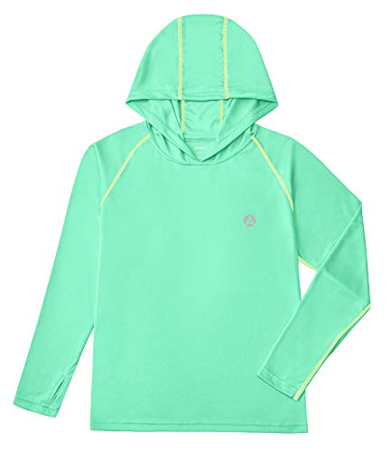 Image of Boys Grils Long Sleeve Sun Shirts UPF50+ Hoodie Thumbhole Rash Guard Quick Dry Atheltic Hiking Workout Water Playing