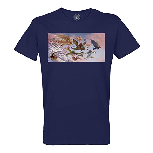 T-Shirt Dragon en Coton Bio pour Homme avec Col Rond et Dessin Animé Manga
