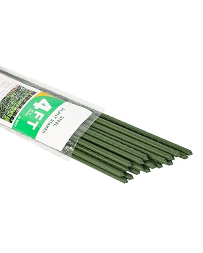 4ft Garden Stakes, Plastic Coated Steel Plant Stakes...