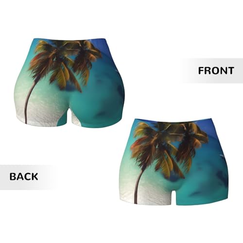 Beach Coconut Sunshine Pattern Sports Shorts, high Elastic Slim Fitness Pants, Suitable for Yoga/Leisure/Daily wear3