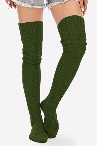 Image of Leoparts Women's Cable Knitted Thigh High Boot Socks Extra Long Winter Stockings Over Knee Leg Warmers