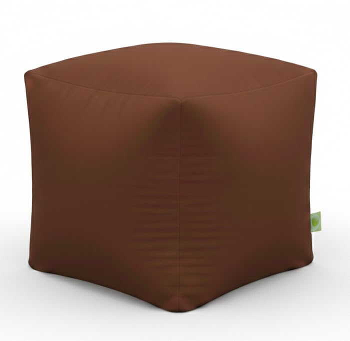 BeanLazy Chocolate Brown Bean Bag Cube - 45cm Square Ottoman & Footstool - Premium Earth Tone Pouffe for Living Room, Lounge & Bedroom Seating - Modern Soft Home Furniture - Pre-Filled
