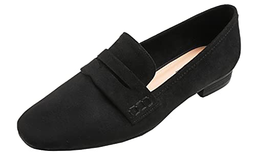 Image of FEVERSOLE Women's Fashion Dress Comfort Low Heel Office Penny Loafer Flats