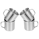 DECORNIJIA 4 Stück Teiliges Edelstahl Campingbecher mit Henkel Doppelwandig Bruchsicher Vakuumisoliert für Heiße und Kalte Getränke Wie Kaffee Tee Saft Robust und Tragbar für Outdoor und