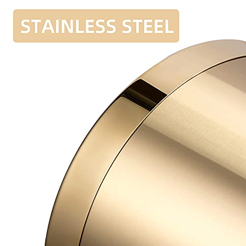 Briefhuman Stainless Steel Garbage Can，Small Office Gold Trash Can, Black And Gold Garbage Bin,Detach-A-Ring' Metal For Powder Room, Bathroom, Home,Office， Modern Home (Metal Gold) #TOP7