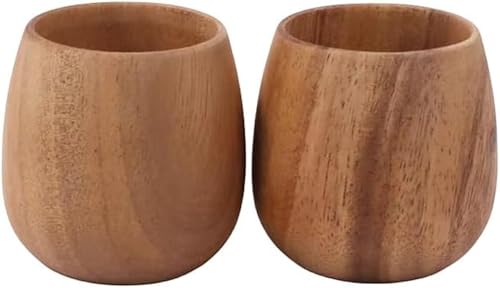 AOBOPO 天然木製カップ ティーカップ・マグカップ 2 タイプ 漆塗り耐熱設計 エレガントおしゃれシンプルデザイン 和風食洗機対応 キャンプ・アウトドア・登山・野外活動用コップ 家庭用・レジャー用万能木製飲み器