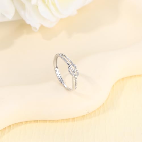 925 Sterling Silver Ring for Women Gold Plated Infinity Knot Rings Adjustable Anniversary Band Unique Promise Jewelry Stylish Wedding Bands4