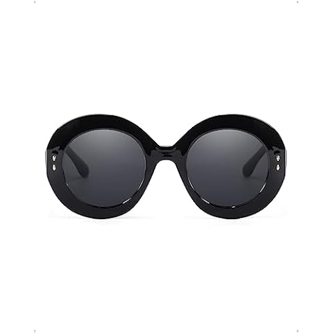 SODQW Trendy Oversized Round Sunglasses for Women - Large Big Style Fashion Shades with UV Protection Cover