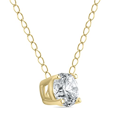 1/3 Carat Floating Round Diamond Solitaire Necklace in 14K Yellow Gold2