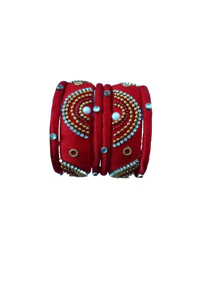 IJYA Sihan Handicrafts Kundan Work Silk Thread Bangle For Girls 6 PC Set Wedding & Festive Occasion Handmade Multicolored Chuda Chudi(RED -RED2, 2.4) (B0BDLK5B4H) Amazon Price History, Amazon Price Tracker