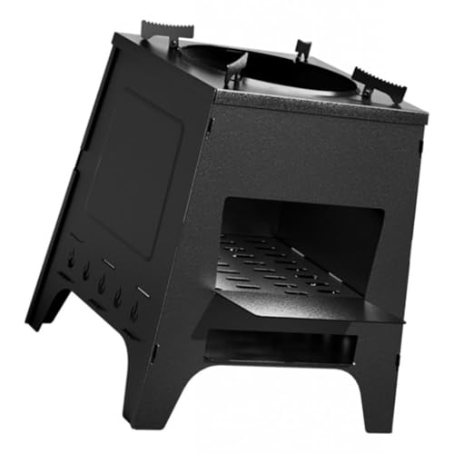 KiBcsLic 軽量の家庭用キャンプ用ストーブ。キャンプファイヤー、テント、バーベキュー、グリル、バックパッキング、アウトドア活動に最適です。, 黒, 31.5cm×25.5cm×37.5cm