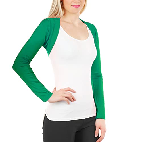 Toocool Boléro Femme Gilet Court Manches Longues Élasthanne Cardigan Élégant CC-816 [Vert Drapeau, Taille Unique]