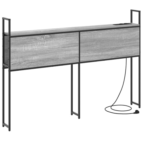 vidaXL Cabecero de Almacenamiento con Estación de Carga Gris Sonoma, Muebles de Dormitorio Modernos, cabecero con Gran Capacidad de Almacenamiento, Patas Ajustables, diseño Flexible, estantería Que a
