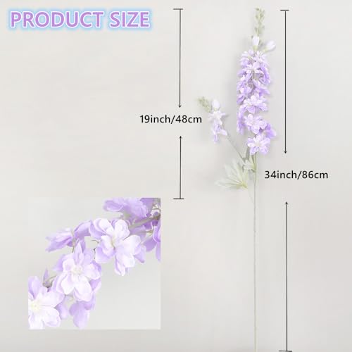 Natureman NATUREMAN-1858 5 Pcs Artificial Delphinium Ajacis Flowers,34 Inch Long Stem Fake Larkspur Silk Flower Table Kitchen Home Garden Party Wedding Decoration thumb #3