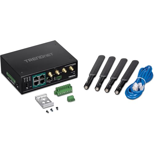 Image of TRENDnet Industrial AC1200 Wireless Gigabit PoE+ Router, TI-WP100, IP30 Housing, Dual-WAN, Dual-Band WiFi, VPN, Inter-VLAN Routing