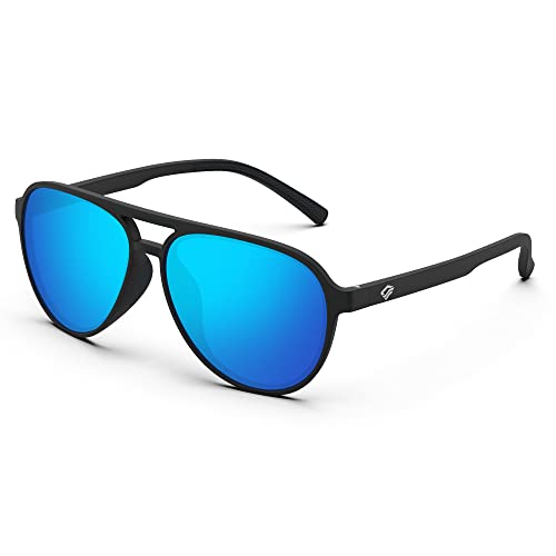 TOREGE Polarized Sports Sunglasses For Man Women Cycling Running Fishing Golf TR90 Unbreakable Frame TR011 -Upgrade (Matte Black&Grey)