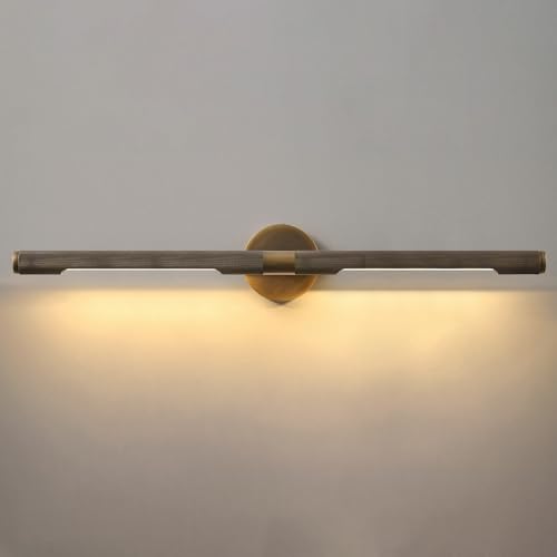 Image of Museum Gallery Bathroom Picture Light - 30 Inch Long Bronze Brass Dimmable Hardwired Wall Sconces with E12 Bulb - Frame Pictures Art Deco Sconce Lights for Painting Photo Artwork Library Vanity Over