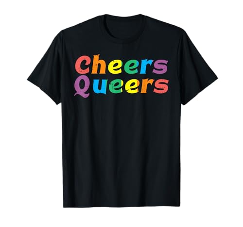 Cheers Queers Straight Ally LGBTQ orgulho mês homens mulheres t-shirt, Preto