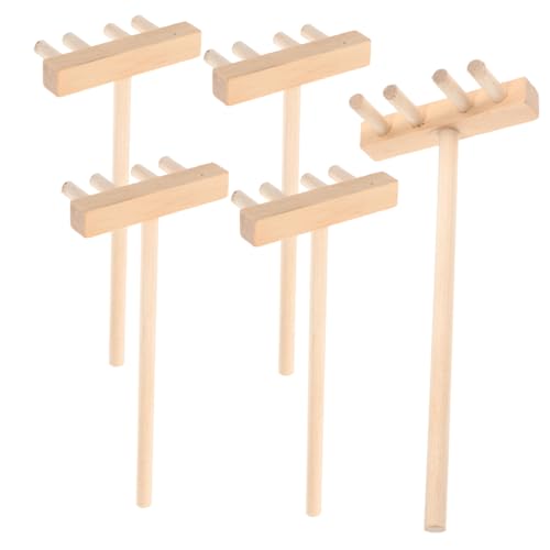 POPETPOP Mini Rastrillo De Juguete para Alisar Arena 13.7x5.7 Cm Herramienta De Bambú Natural para Jardín Zen Escritorio Decoración De Micropaisajes Set De 5 Piezas