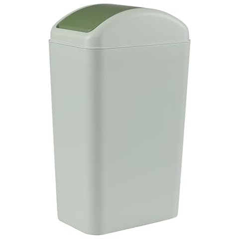 Dehouse 3 Gallon Trash Can with Swing-Top Lid, Plastic Swing-Top Trash Can, Green Cover