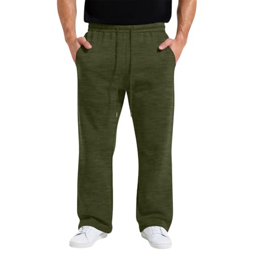 Pantalon de Chandal Hombre, Pantalones con Cintura Elástica, Cordón y Bolsillos, Pantalon Ancho Rectos Jogger, Pantalón Casual Trekking Gimnasio Fato de Treino Homem Verde Militar XL