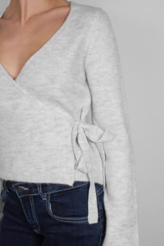 Women Y2K Wrap Cardigan Fairy V Neck Side Tie Long Sleeve Loose Fit Crop Sweater Top Preppy Fall Winter Knitwear4