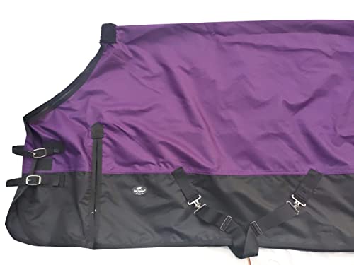 Horse Turnout Blanket 1200D Waterproof Winter Warm Horse Carpet Essential Standard Neck Horse Care Rug (Sky Blue 74) (Dk.purple 76) - Afbeelding 4