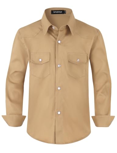 Image of Spring&Gege Boys' Long Sleeve Western Cowboys Pearl Snap Button Down Shirts (5-14 Years)