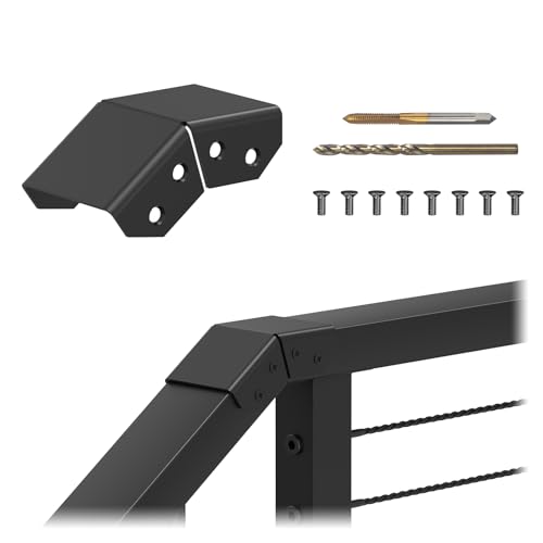 BLIKA Handrail Connectors, Black Powder Coated Aluminum Horizontal to Stair Upper Sleeve for Deck Stair Cable Railing Rectangular Handrail, Stair Connectors for Hand Rail