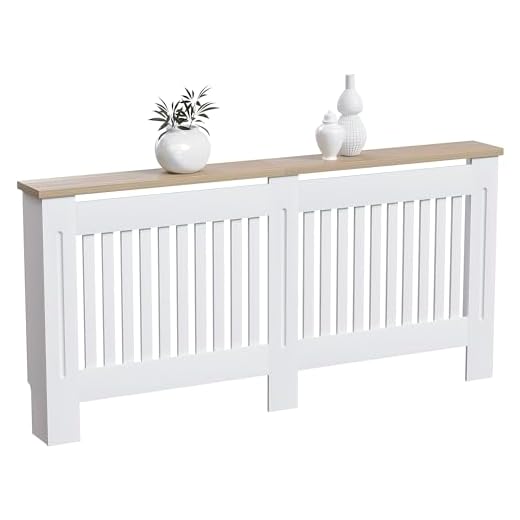 Vida Designs Arlington - Cubierta para radiador de Madera de fibropanel de Densidad Media Pintada Moderna, Color Blanco, Listones, Parrilla, Estante Superior de Madera, Extra Grande (Altura: 83,3