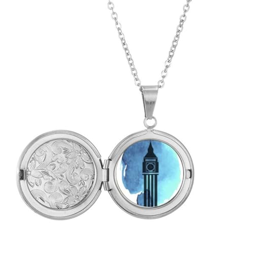 Médaillon photo Big Ben en argent pour souvenir de Londres et d'Angleterre