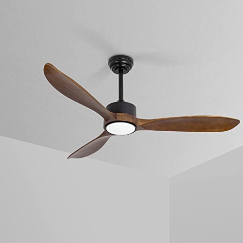 VACILL 52 inch Wood Ceiling Fan with Light and Remote,Noiseless DC Motor,6 Speed Levels,LED Dimmable,Dark Brown Wood Blade VACILL 52 inch Wood Ceiling Fan with Light and Remote,Noiseless DC Motor,6 Speed Levels,LED Dimmable,Dark Brown Wood Blade