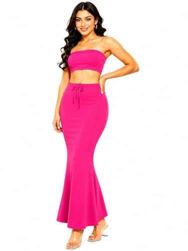 Image of Women's Saree Shapewear Petticoat, Cotton Blend Stretchable Mermaid Skirt, High Waist Tummy Control, Smooth Curve Fit with Adjustable Drawstring
