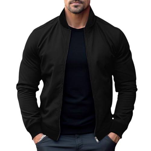 Men's Slim Fit Bomber Jackets Full Zip Lightweight Sportswear Jacket Casual Bomber Jacket Windbreaker for Men
