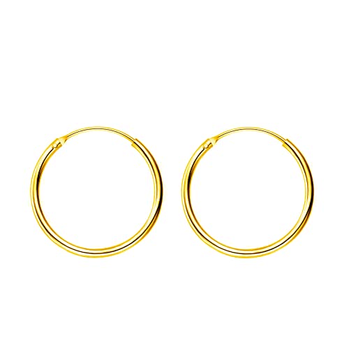 Minimalist Thin Endless Hoop Earrings Sterling Silver 925 Simple Small Cartilage Huggie Hoops Tragus Earring Ear Piercing Nose Rings Studs 14mm 16mm 18mm 20mm Fashion Jewelry for Women Men BFF