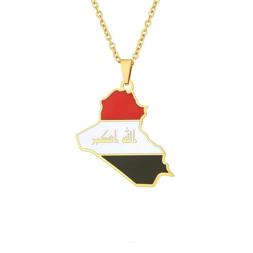 Générique Collier carte d'Irak pour femmes et hommes, pendentif carte en acier inoxydable, bijou de pays, cadeau (A)