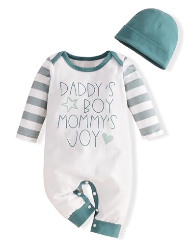 Image of Rutoe Baby Boy Clothes Newborn Boy Outfits White Romper White One Piece Bodysuit baby boy's clothing Baby Boy Coming Home Outfit 0-3M